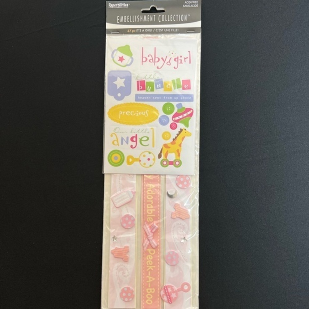 PAPERBILITIES Embellishment Collection, New Baby Girl Scrapbook Stickers